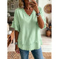 💖LAST DAY SALE ONLY￡11.99!!💖Women's Boho V-Neck T-Shirt with Frayed Edges🌿 – Loose Fit, Breathable Summer Top in Soft Cotton👚