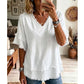 💖LAST DAY SALE ONLY￡10.99!!💖Women's Boho V-Neck T-Shirt with Frayed Edges🌿 – Loose Fit, Breathable Summer Top in Soft Cotton👚