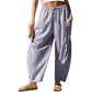⏰2026 Summer Hot Sale 50% OFF 🌊✨Women's Wide Leg Gingham Striped Plaid Pants🏖️Casual Barrel Loose Drawstring Pants with Pockets☀️