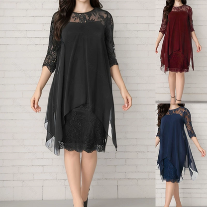 🎁Hot Sale🎁65% OFF💥Women's Elegant High-Low Hem Lace Overlay Dress