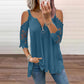 💃2026 Summer New Arrival 50% OFF💥Women's Lace Cold Shoulder Top with Zipper
