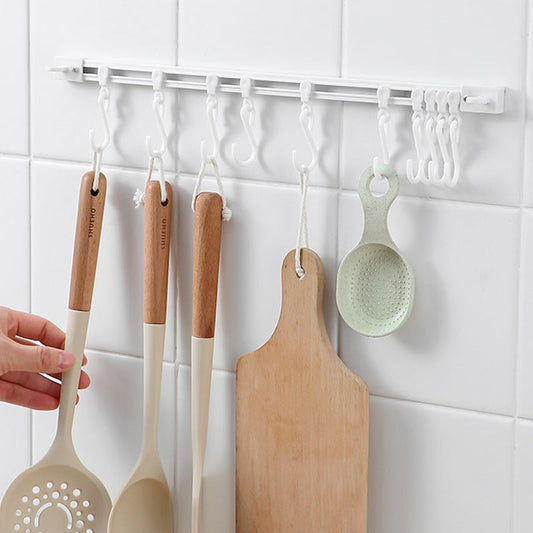 ⏳LAST DAY SALE ONLY ￡5.99!!👍🪝No-Drill Track Hooks: 10 Sliding Hooks, Strong Adhesive, Space-Saving | 30/40cm