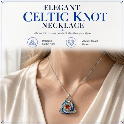 🔮LAST DAY SALE ONLY ￡8.99!! & BUY 2 GET 1 FREE💕🎁Women's Celtic Knot Birthstone Pendant Necklace
