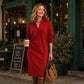 🌸Hot Sale 50% OFF💖Women's Ribbed Knit Sweater Dress with Lapel Collar