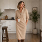🌸Hot Sale 50% OFF💖Women's Ribbed Knit Sweater Dress with Lapel Collar