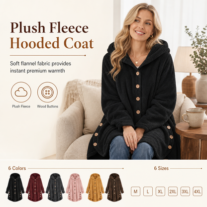 🔥 50% OFF | Women's Plus Size Plush Fleece Hooded Coat – Cozy Warm Winter Jacket