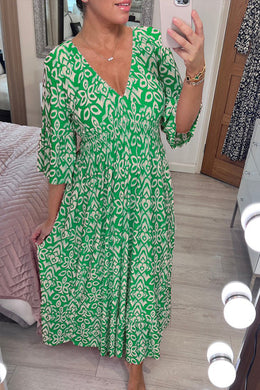 (🔥Hot Sale - 48% OFF🔥 Free Shipping)Casual Print V-neck Long Dress ...
